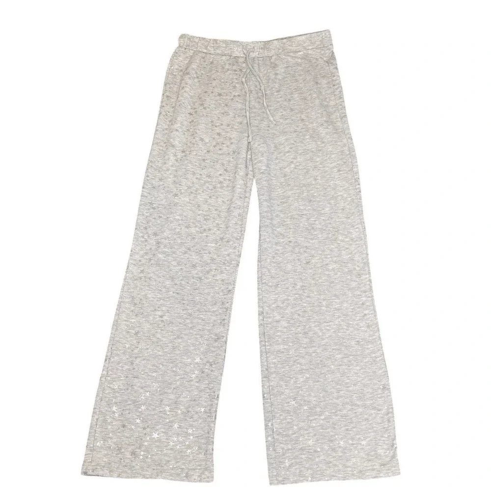 Cupio Blush Knit Pullover Lounge Set S Gray Stars Top Pants Cozy Comfort Sparkle